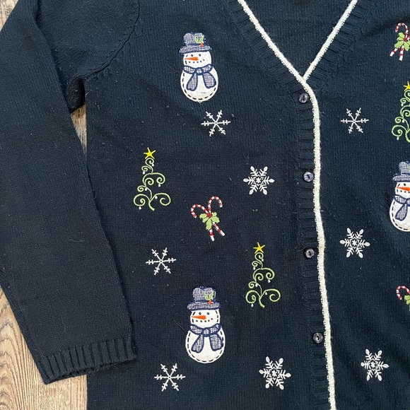 Holiday Joy Xmas Cardigan Sweater Snowmen XL - Picture 3 of 6